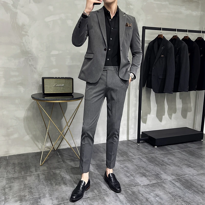 商务休闲男士正装三件套韩版修身西服套装结婚新郎伴郎小西装英伦