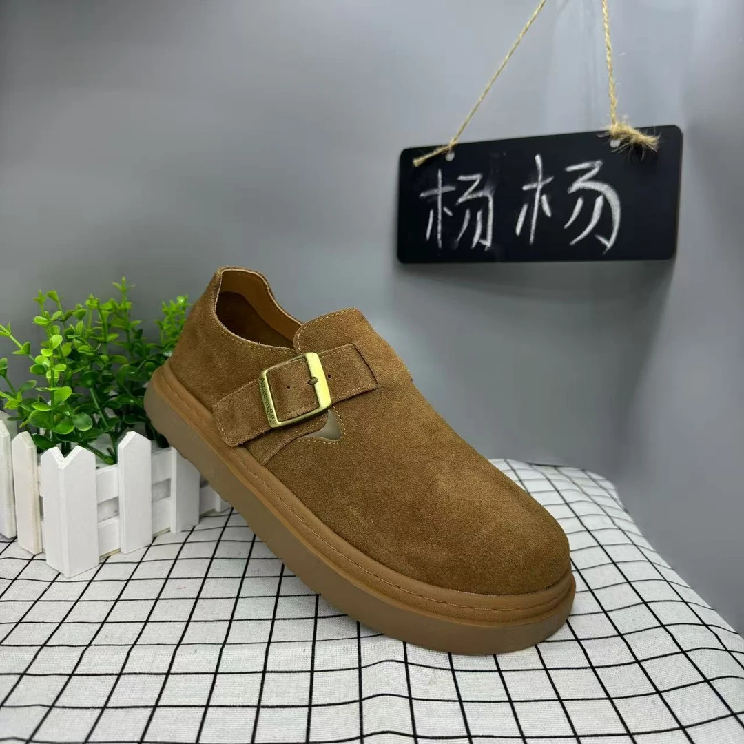 韩版休闲女式时装单鞋勃肯鞋2024秋季新款防滑耐磨轻便真皮15068