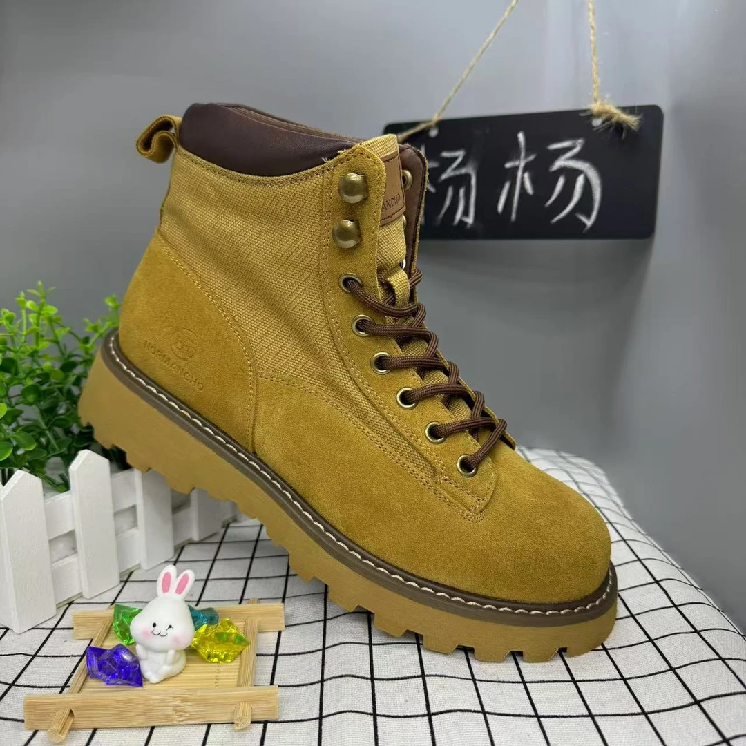 大黄靴2024新款厚底真皮情侣沙漠马丁靴英伦工装登山短靴潮51215