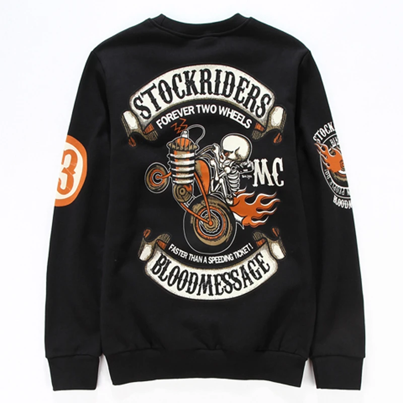 秋冬装潮货武装战线哈雷机车骷髅骑士套头加厚青少年男士纯棉卫衣