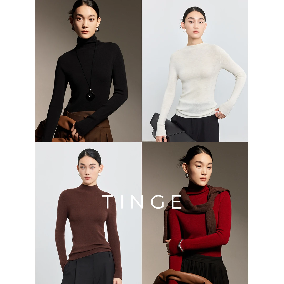 TINGE/贴己贴己岛精一线成衣无缝加厚可机洗羊毛衫内搭针织打底衫