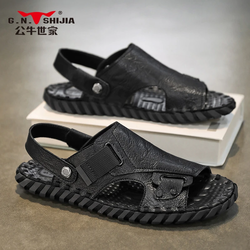 公牛世家沙滩鞋2025夏季新款软底外穿透气鞋子男款夏天户外凉拖鞋