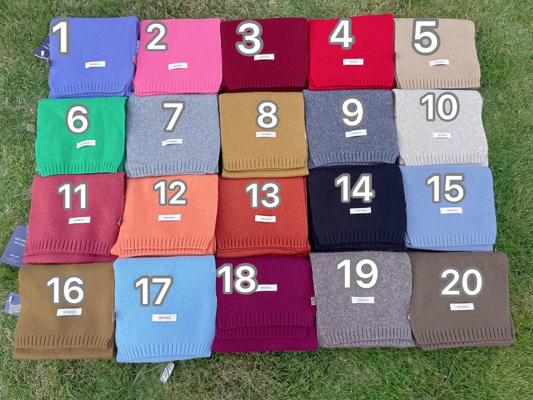 精选澳洲100%羊毛ins夏季围巾弹力纯色新款情侣保暖韩版时尚百搭