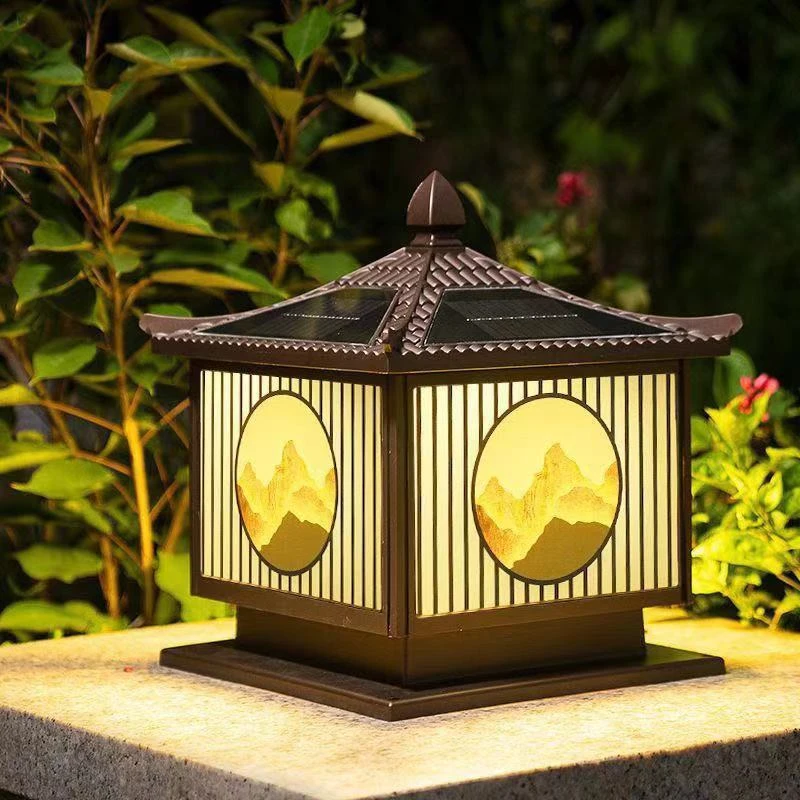 【拍一发二】太阳能日照金山庭院中式户外别墅花园围墙防水室外柱灯