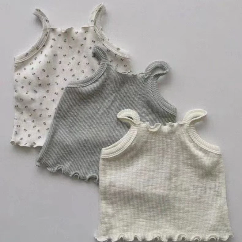 婴儿吊带夏季轻薄上衣宝宝背心花边女宝洋气夏装韩版女童无袖T恤