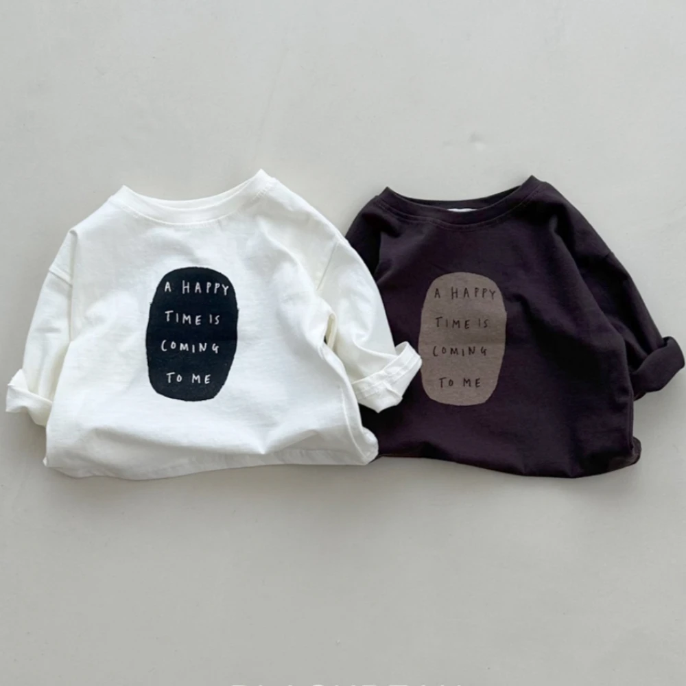韩版童装内搭春秋装男女宝宝纯棉洋气字母打底衫儿童长袖T恤上衣