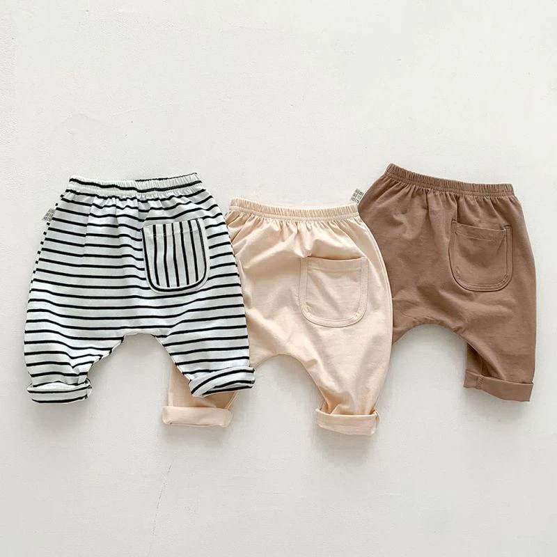 宝宝薄款裤子春秋宽松哈伦裤外穿纯棉打底裤婴儿大pp长裤儿童空调
