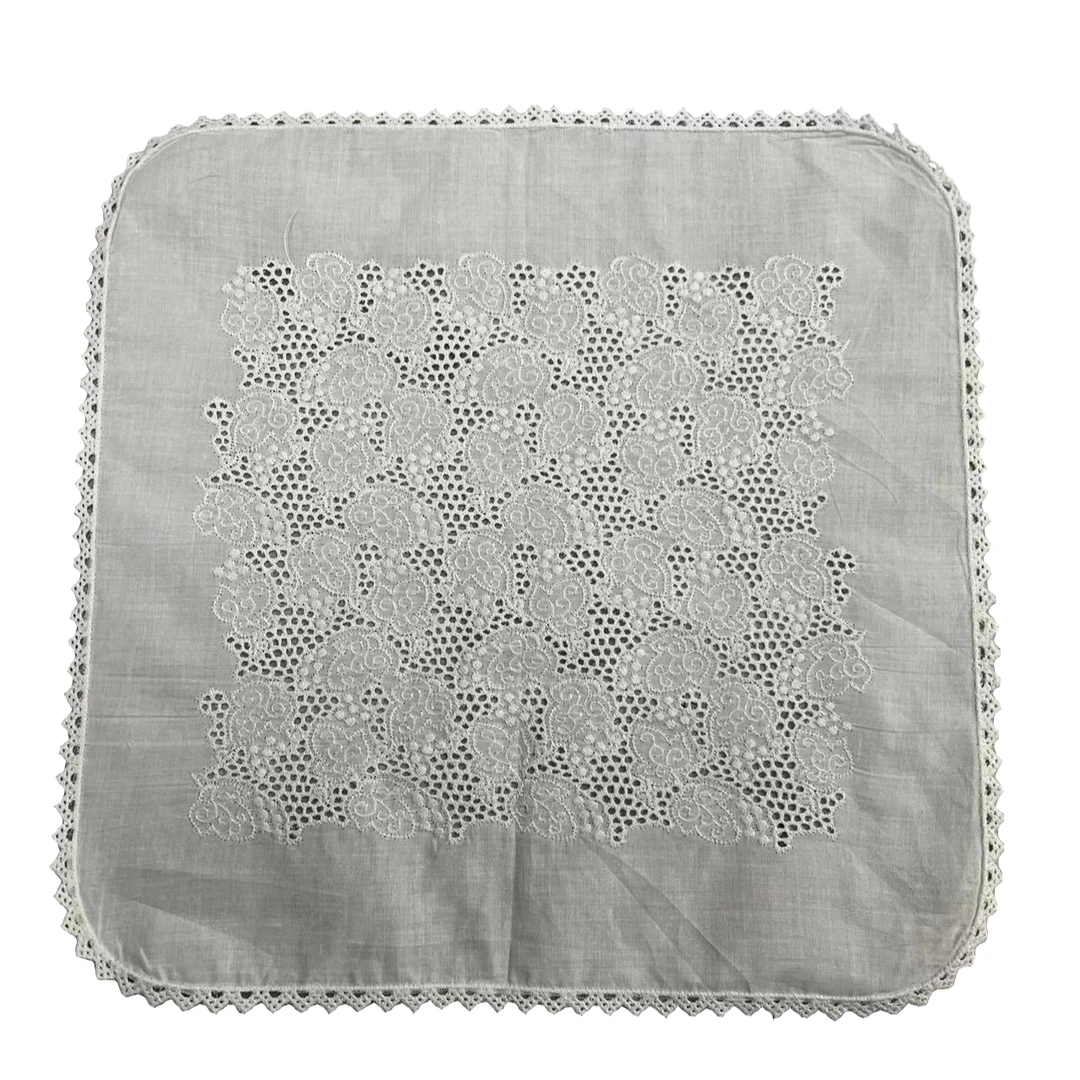 壹艺古着家复古纯棉花纹蕾丝格子气质时尚高雅百搭方巾头巾口袋巾