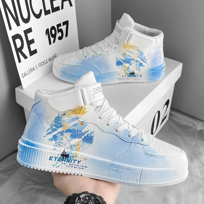 高帮鞋男秋季2024新款潮牌莆田运动aj小白鞋男士增高中帮休闲板鞋