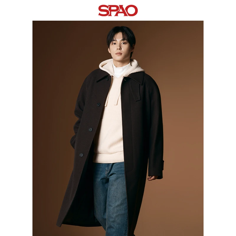 SPAO2024年冬季男士气质毛呢羊毛大衣外套SPJWE4VM02