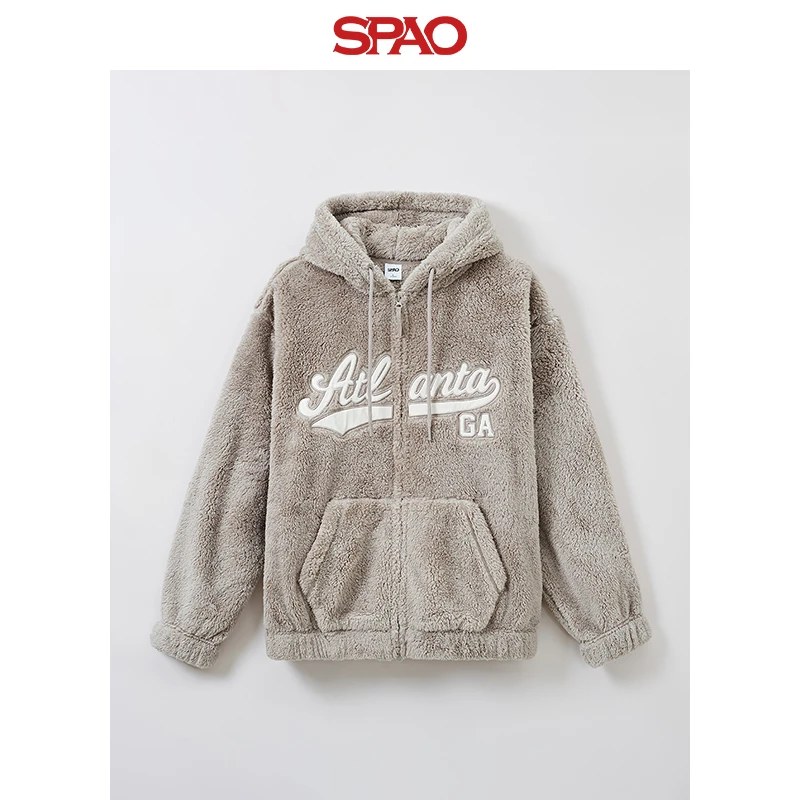 SPAO韩国同款2024年冬季新品男士休闲摇粒绒卫衣外套SPMZE4VC41