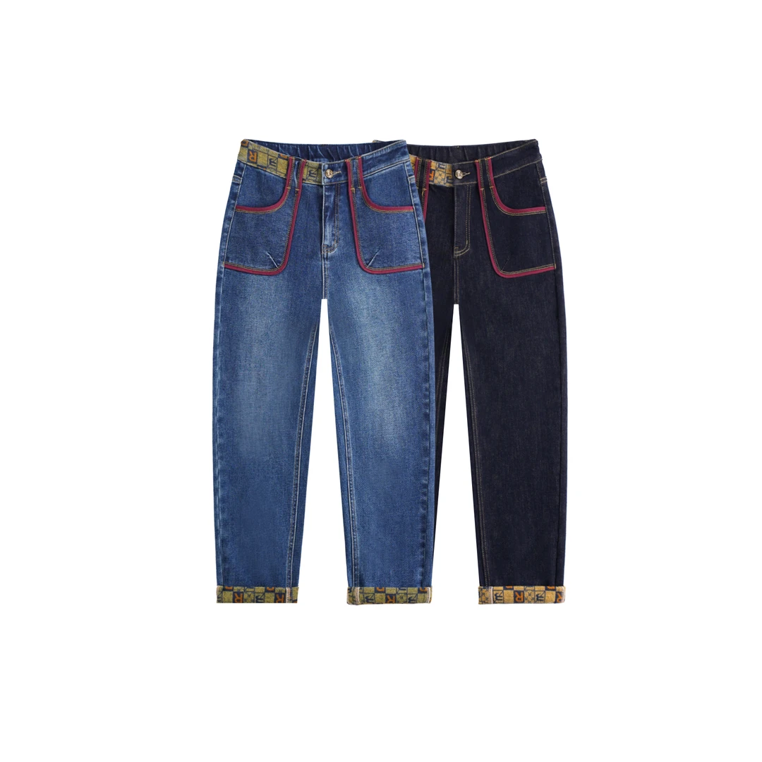 冬季加绒新款高腰老爹裤小个子大码牛仔裤女2024爆款休闲百搭女裤