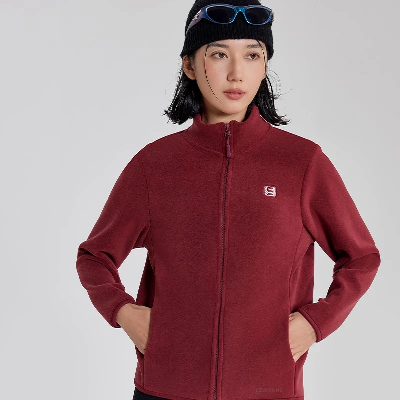 时尚户外运动奥粒绒开衫户外秋季双面抓绒衣立领加绒加厚女款防风