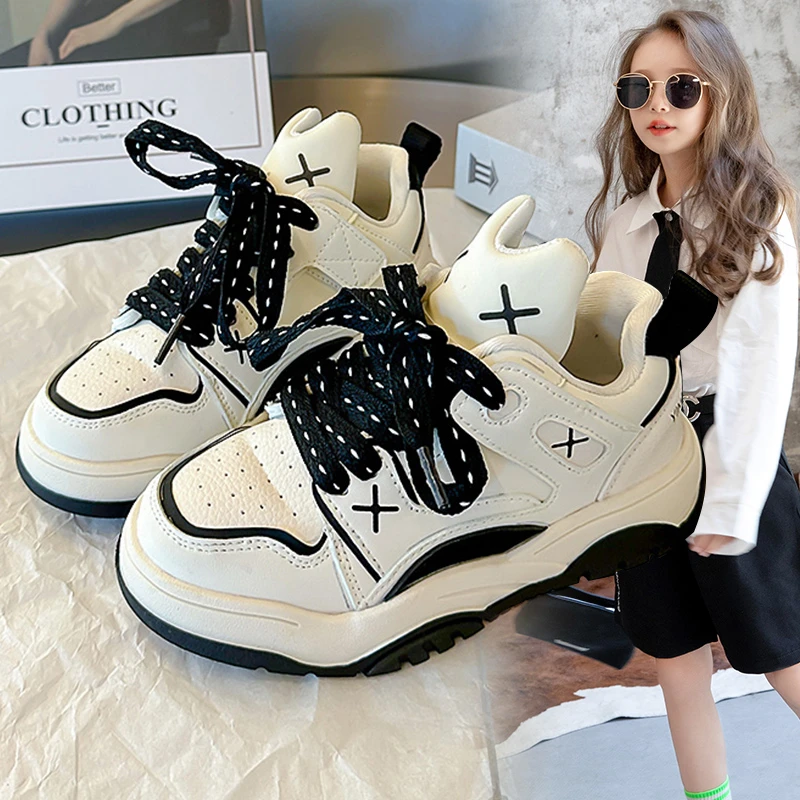 回力瑞女童运动鞋2024春秋款儿童鞋新款轻便板鞋小女孩软底老爹鞋