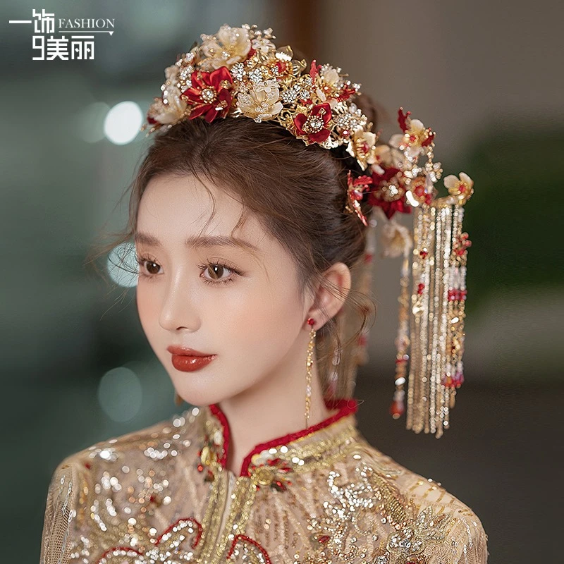GZ891古装头饰新娘凤冠新中式婚礼流苏复古秀禾头饰秀禾服配饰