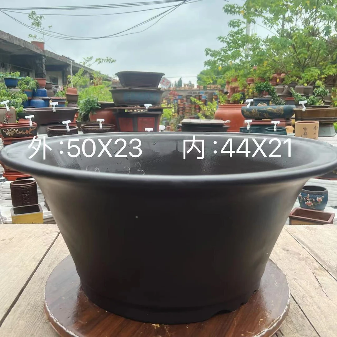 28紫砂大口碗盆花卉绿植飘枝老桩盆景造型盆艺花盆（工厂直发）