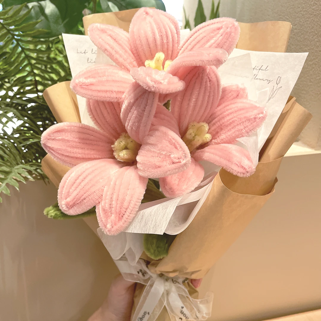 扭扭棒百合花花束手工diy材料包儿童生日母亲节送闺蜜女友520礼物