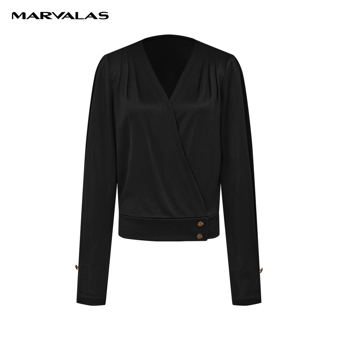 曼德诗设计感时尚醋酸小衫M314305441