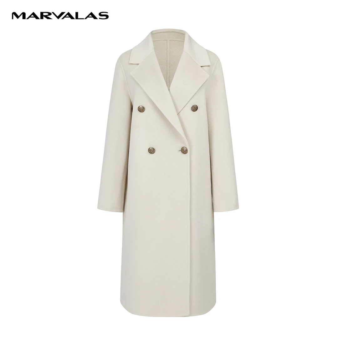 【曼德诗】曼德诗羊绒毛呢外套冬季双面气质呢大衣高贵M432059