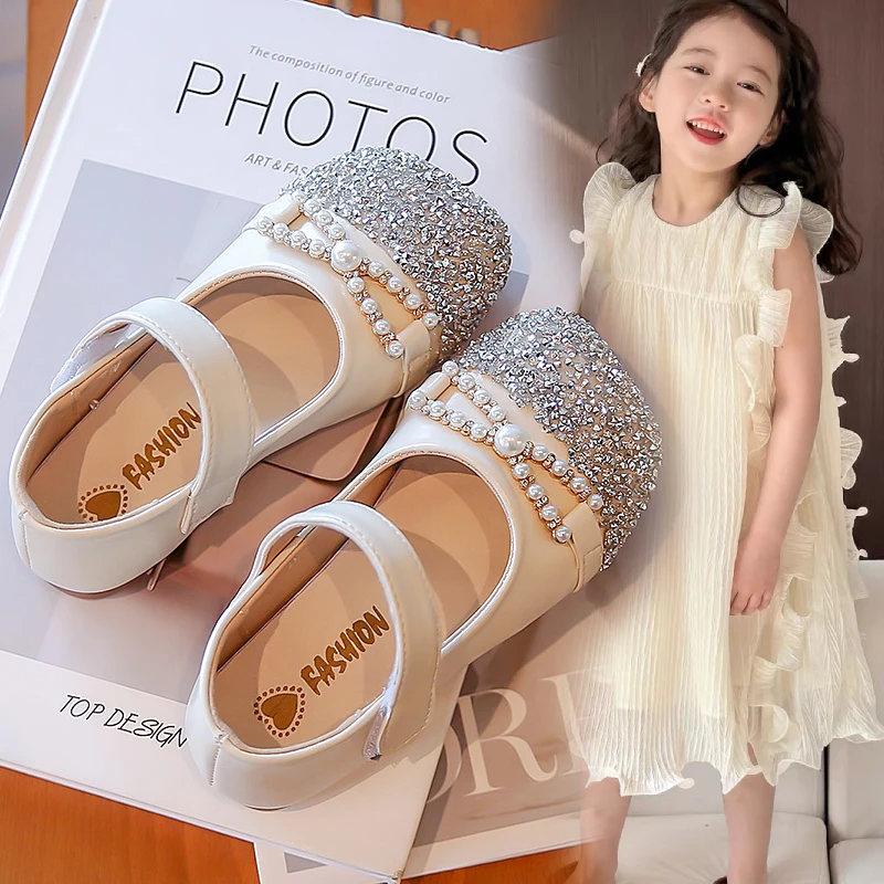 童鞋女童珍珠小皮鞋时尚小香风公主鞋2025春秋新款女宝宝软底单鞋