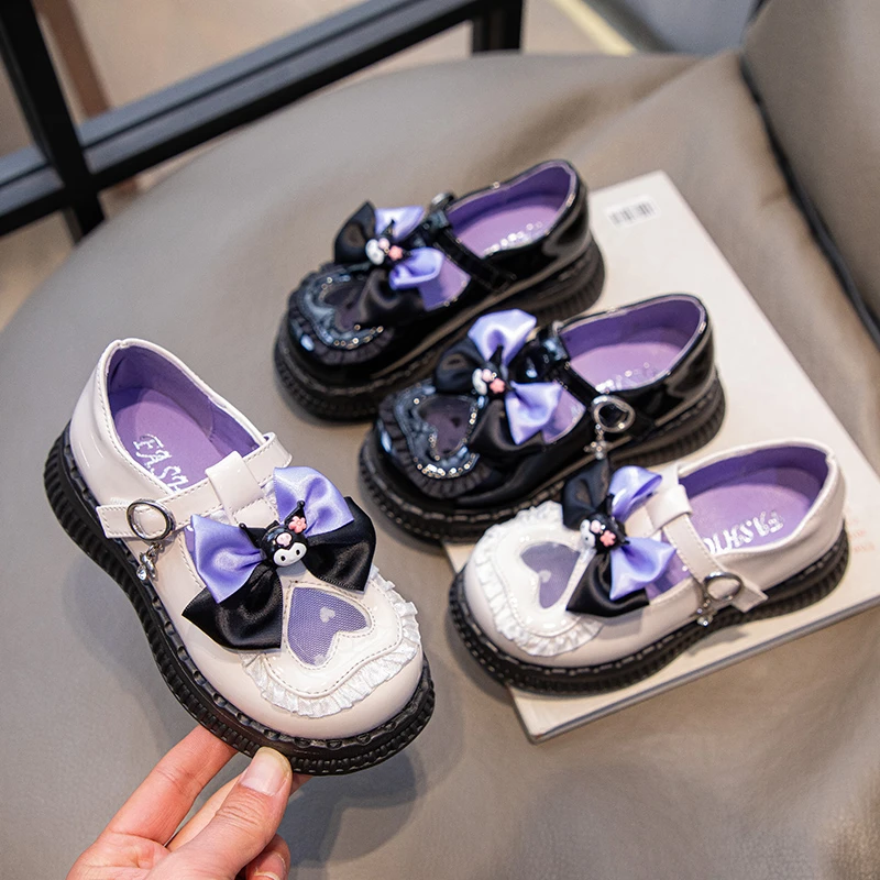 女童皮鞋秋季单鞋春夏季黑色软底百搭春秋库洛米小皮鞋2024新款