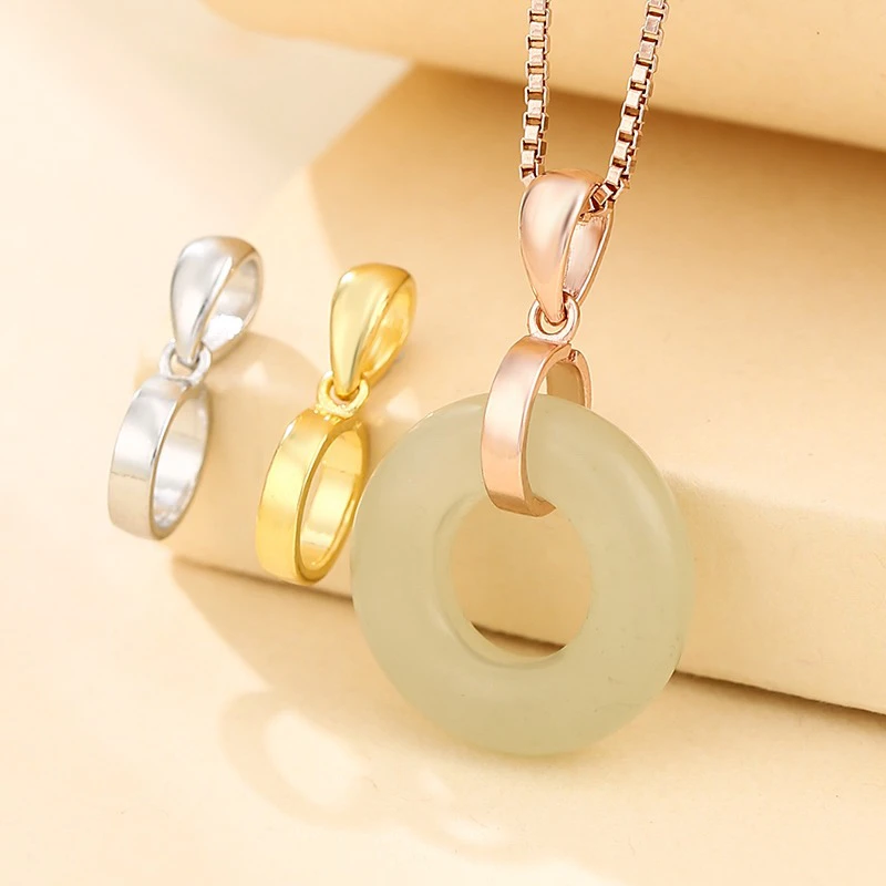 925银银制品 纯银吊坠扣头手工DIY平安扣甜甜圈配饰项链连接扣