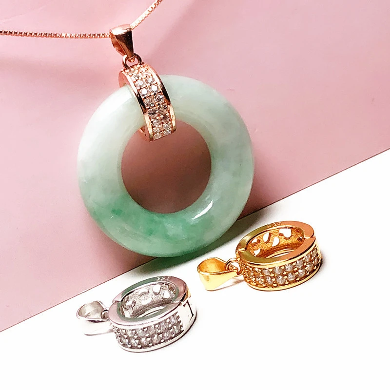 925银银制品 甜甜圈圆环吊坠扣925纯银扣玉环扣平安扣夹扣挂坠扣