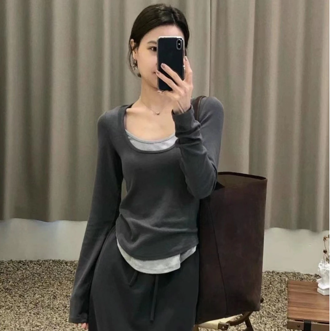 【过年不打烊】2024新款假两件撞色上衣