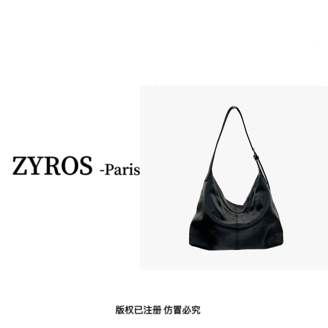ZYROS/秋冬新款黑色轻奢经典时尚百搭单肩斜跨大容量托特包女1162
