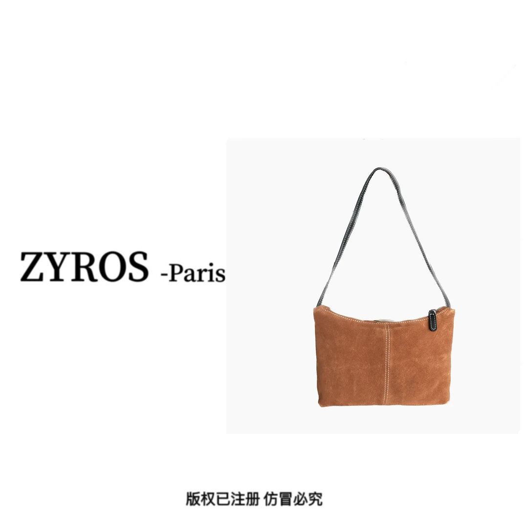 ZYROS/秋冬新款棕色轻奢休闲时尚百搭单肩斜跨通勤包女1069