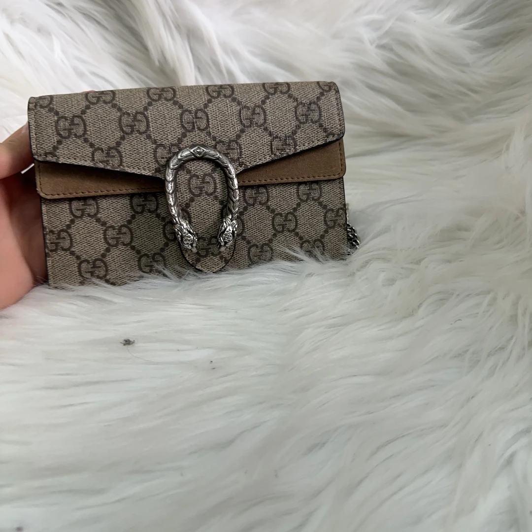 95新 GUCCI/古驰 古驰 咖麂酒神mini链条包