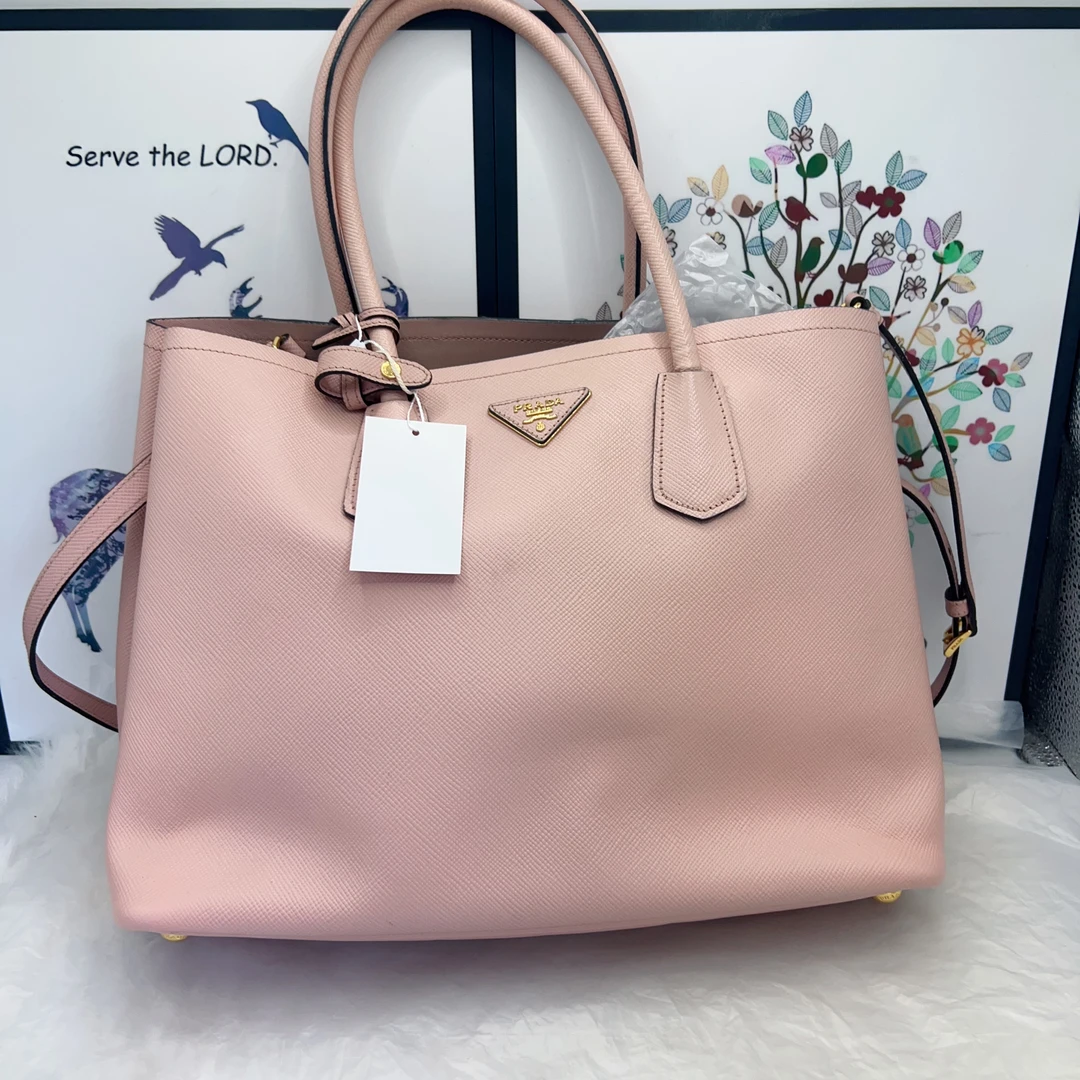 95新 Prada/普拉达 普拉达粉色hobo时尚单肩包