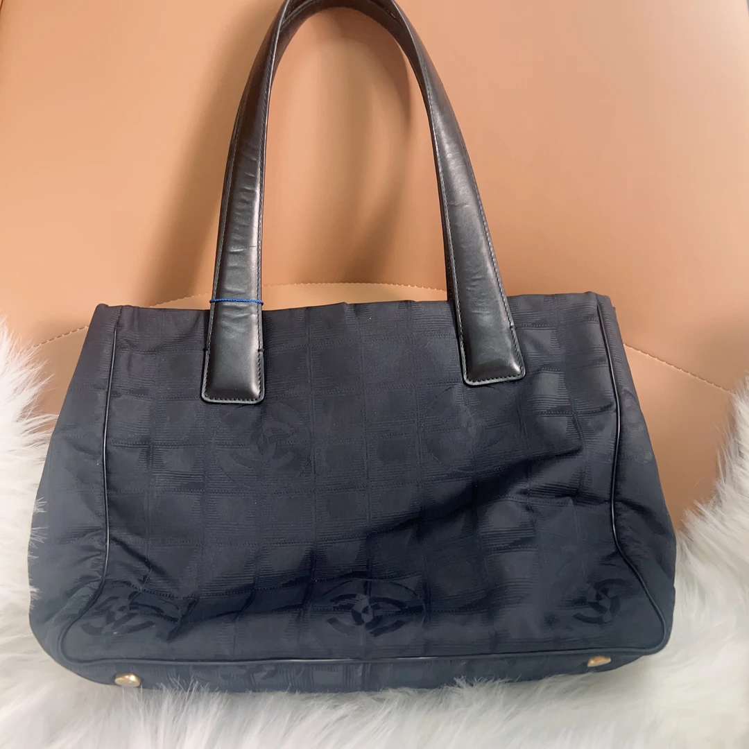 95新 Chanel/香奈儿 香奈儿黑色帆布托特手提包