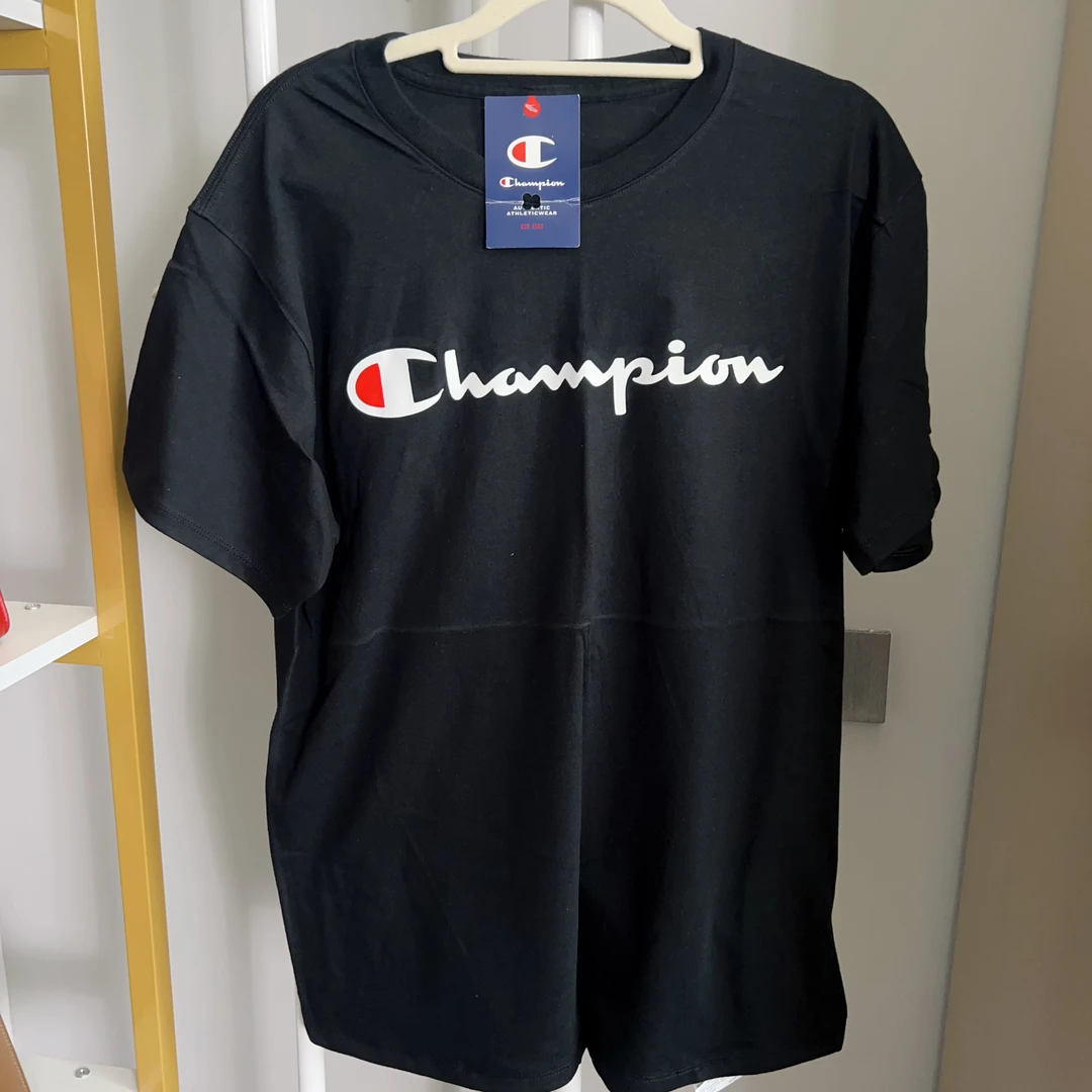 95新 Champion 冠军黑色休闲T恤