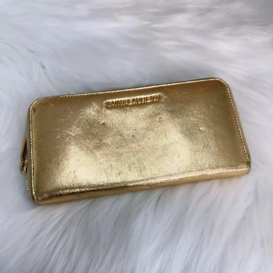 95新 YSL/圣罗兰 圣罗兰 百搭款金色钱包