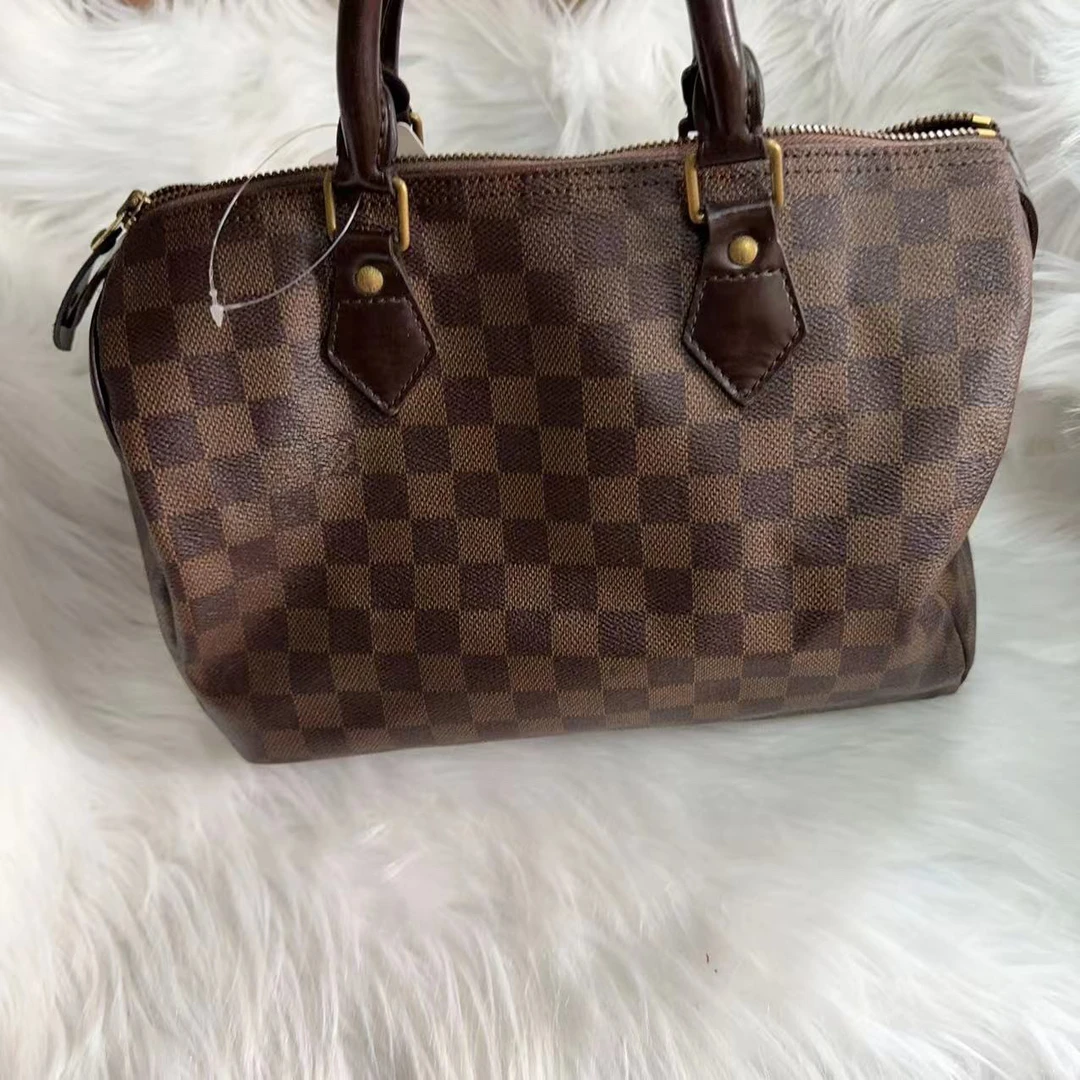 95新 LouisVuitton/路易威登 路易威登 百搭款棕棋盘格波士顿sp30
