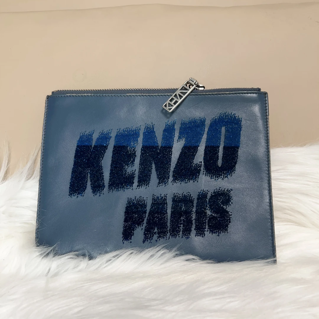 95新 KENZO/肯佐 KENZO蓝色百搭款手拿包