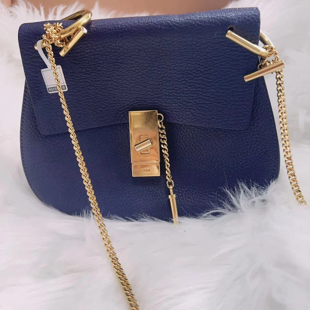 95新 Chloe/蔻依 蔻依蓝色小猪包时尚单肩包