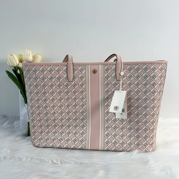 95新 TORY BURCH/汤丽柏琦 汤丽柏琦B0675粉色购物托特包