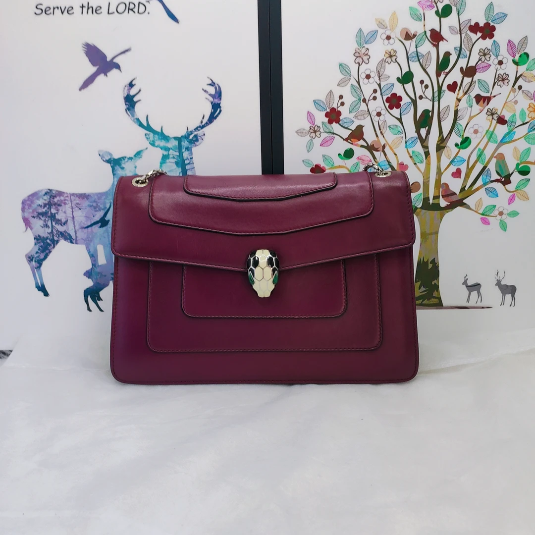95新 BVLGARI/宝格丽 宝格丽 百搭款蛇头中号单肩包-