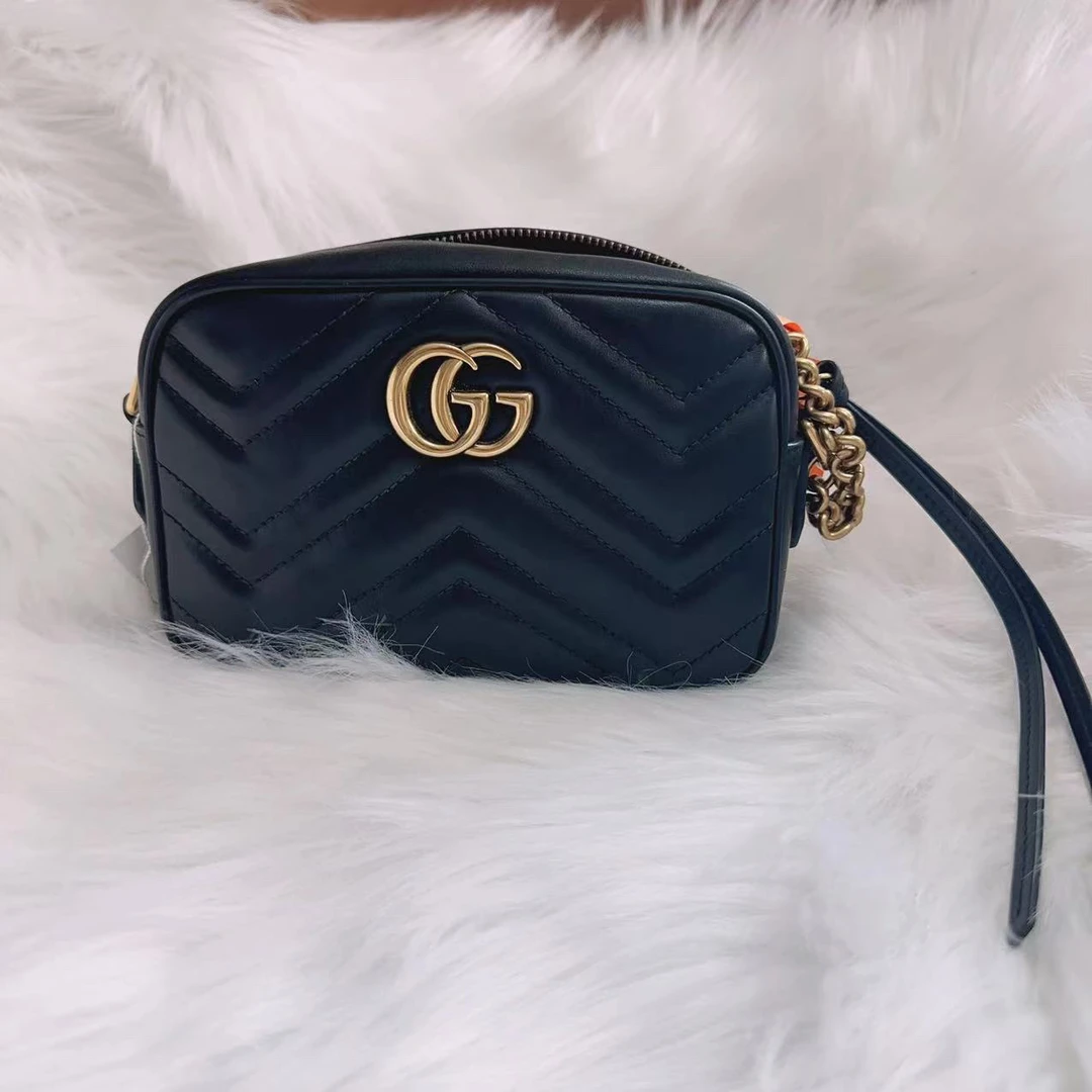 95新 GUCCI/古驰 古驰 百搭款黑色马蒙相机包