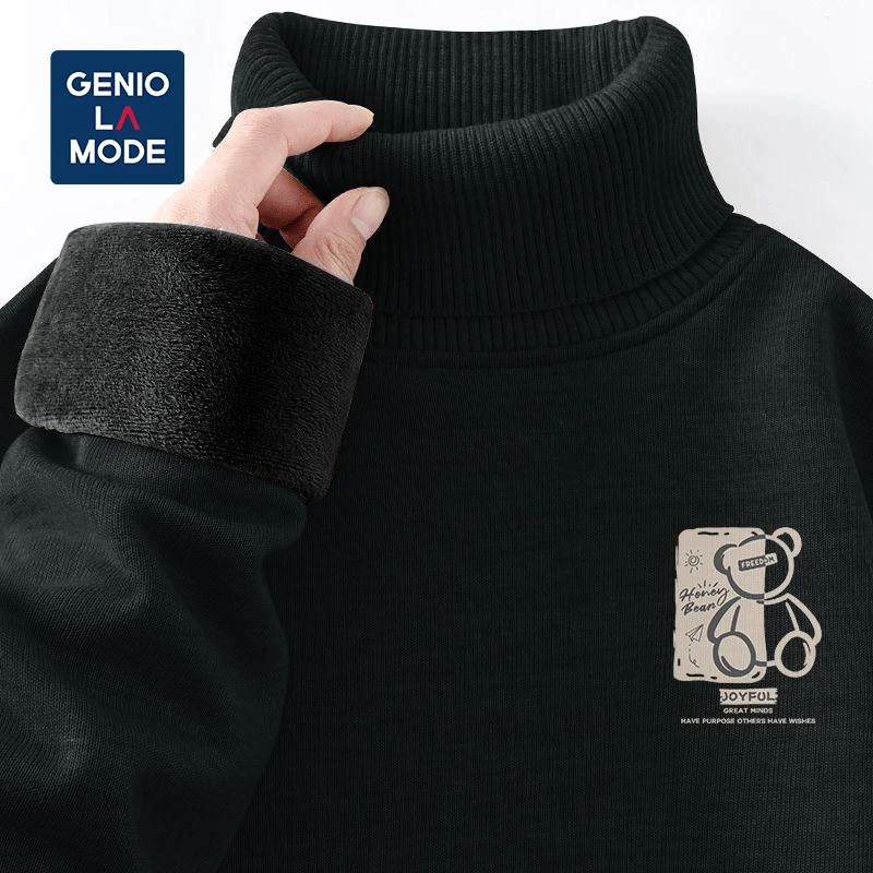 GENIOLAMODE针织毛衣男冬季加绒百搭男士高领休闲打底衫时尚百搭