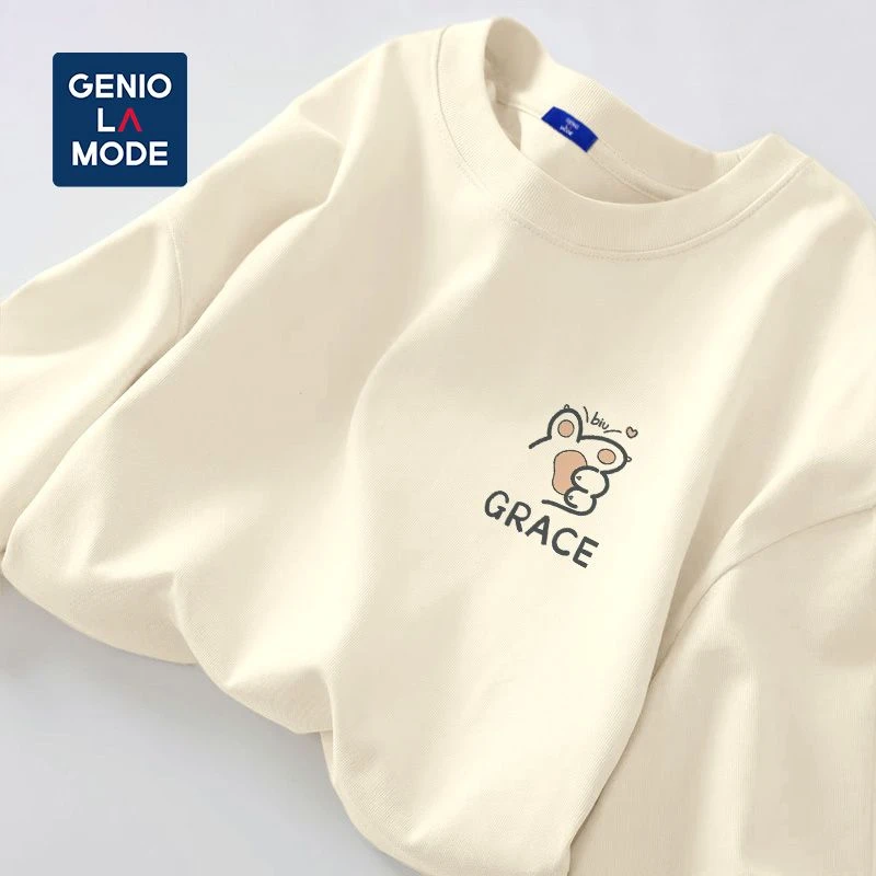 GENIOLAMODE短袖t恤男女同款夏季纯棉宽松内搭初高中生百搭半截袖