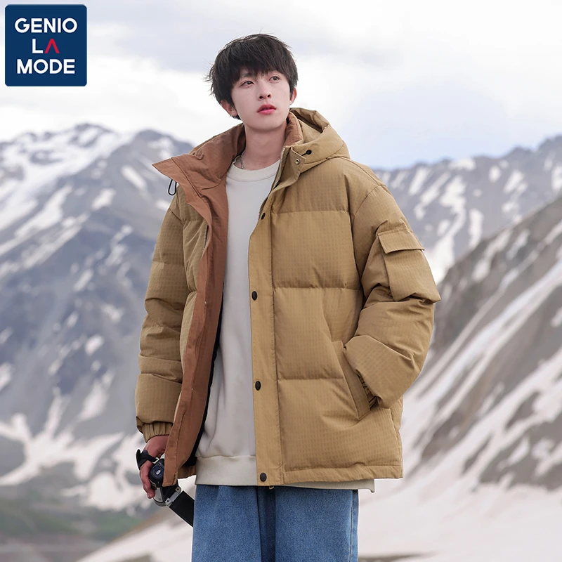GENIOLAMODE羽绒服男冬季情侣款休闲工装运动风保暖外套男