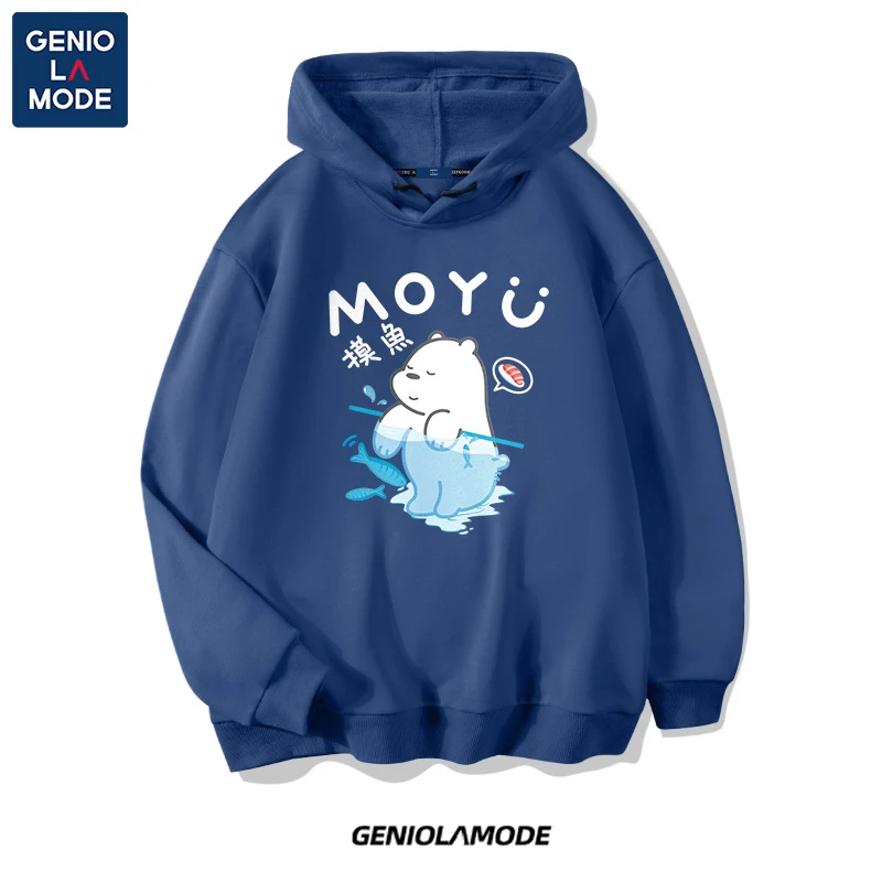GENIOLAMODE连帽卫衣男春秋宽松新款大码趣味文字男生套头外套潮