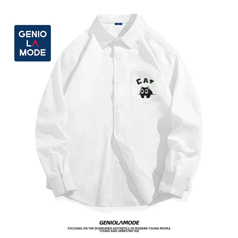 GENIOLAMODE夏季薄款冰丝衬衫男痞帅ins潮牌宽松休闲衬衣男士外套