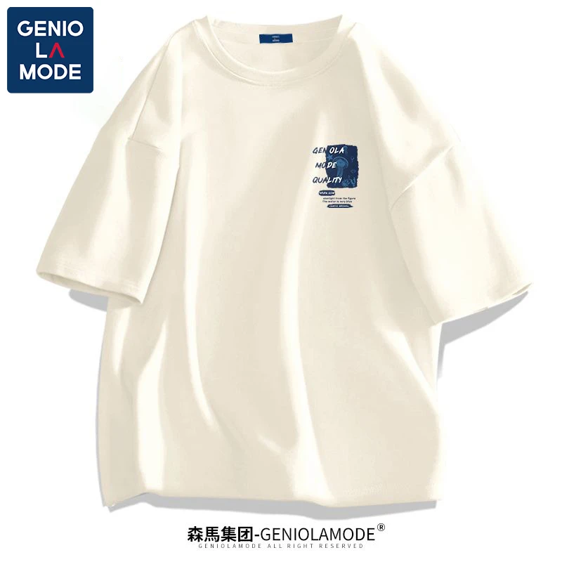 GENIOLAMODE港风半袖t恤男夏季2025新款潮牌ins宽松纯棉短袖男士