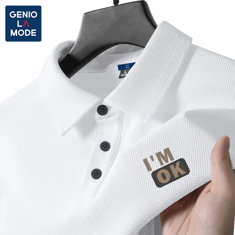 GENIOLAMODEpolo衫男短袖夏季美式潮牌新款重磅华夫格翻领宽松T恤