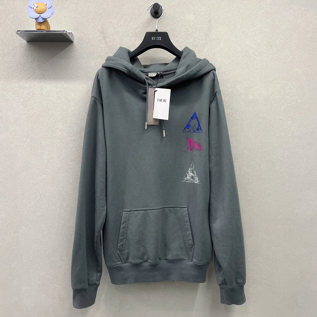 DIOR/迪奥灰色印花卫衣 百搭休闲 宽松潮流/准新/VVH008724