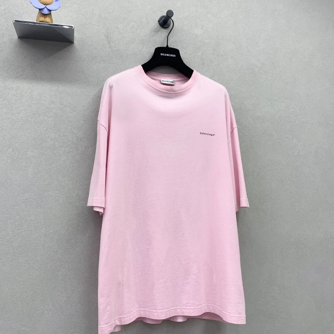 Balenciaga/巴黎世家粉色夏季短袖 休闲百搭 极简风格